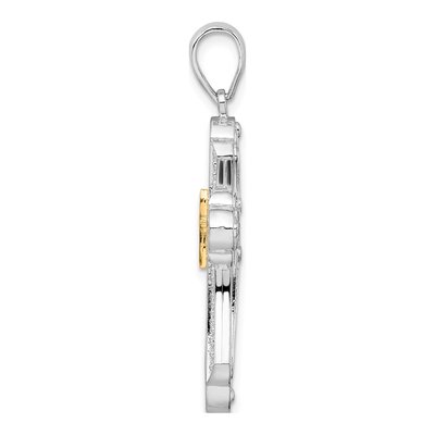 Sterling Silver & 14K Gold Budded Cross Pendant – view 3