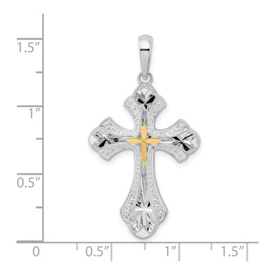 Sterling Silver & 14K Gold Budded Cross Pendant – view 4