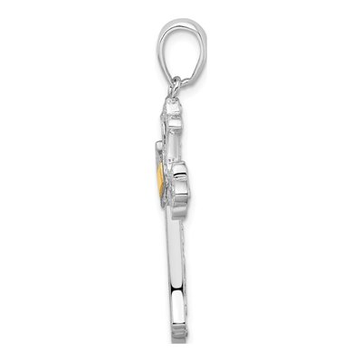 Sterling Silver & 14K Gold Fleur de Lis Cross Pendant – view 3