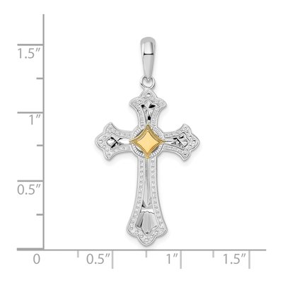 Sterling Silver & 14K Gold Fleur de Lis Cross Pendant – view 4