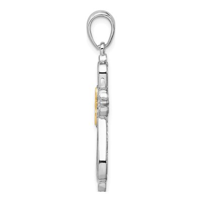 Sterling Silver & 14K Gold Rounded Cross Pendant – view 3