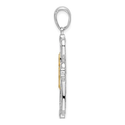 Sterling Silver & 14K Gold Heart Cross Pendant – view 3