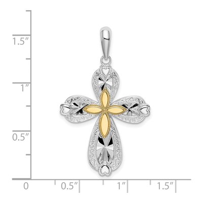 Sterling Silver & 14K Gold Heart Cross Pendant – view 4