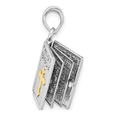Sterling Silver & 14K Gold 3D Lord's Prayer Bible Pendant – view 4