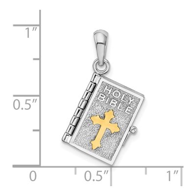 Sterling Silver & 14K Gold 3D Lord's Prayer Bible Pendant – view 6