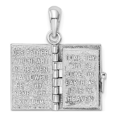 Sterling Silver & 14K Gold 3D Lord's Prayer Bible Pendant – view 7