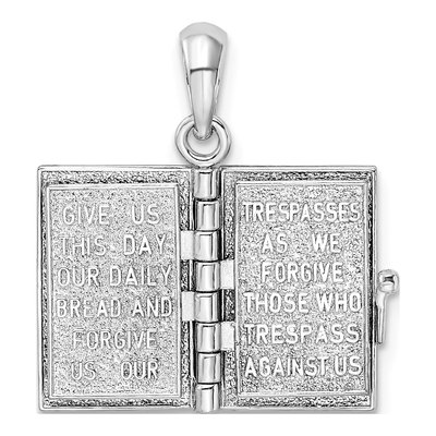 Sterling Silver & 14K Gold 3D Lord's Prayer Bible Pendant – view 8