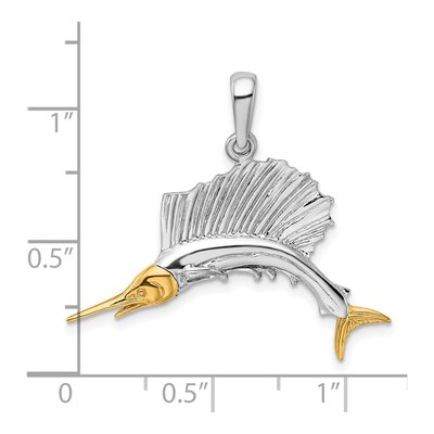 Sterling Silver & 14K Gold Sailfish Pendant – view 4