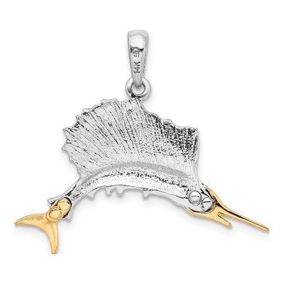 Sterling Silver & 14K Gold Sailfish Pendant – view 5