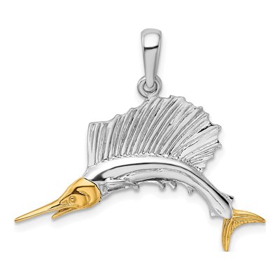 Sterling Silver & 14K Gold Sailfish Pendant