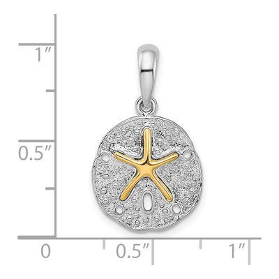 Sterling Silver & 14K Gold Sand Dollar Starfish Pendant – view 4