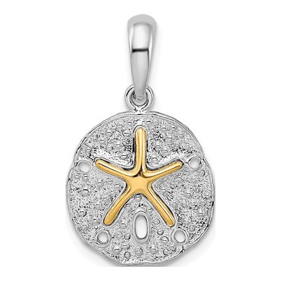 Sterling Silver & 14K Gold Sand Dollar Starfish Pendant