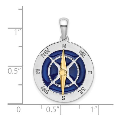 Sterling Silver & 14K Gold Compass Pendant – view 4