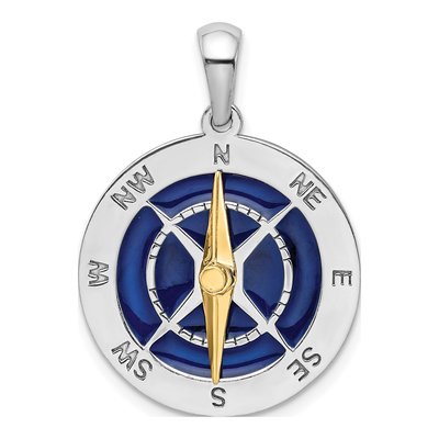 Sterling Silver & 14K Gold Compass Pendant
