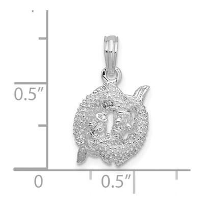 Sterling Silver 3D Pisces Zodiac Pendant – view 4