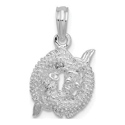 Sterling Silver 3D Pisces Zodiac Pendant