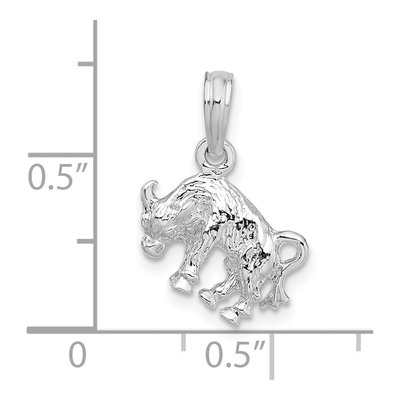 Sterling Silver 3D Taurus Zodiac Pendant – view 4