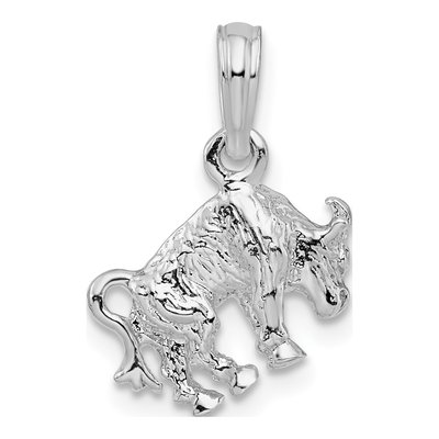 Sterling Silver 3D Taurus Zodiac Pendant – view 5