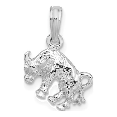 Sterling Silver 3D Taurus Zodiac Pendant