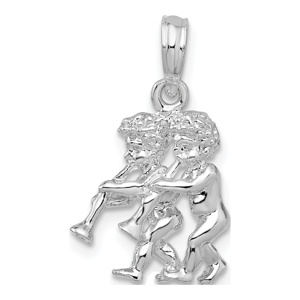 Sterling Silver Gemini Zodiac 3D Pendant