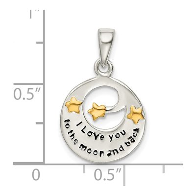Sterling Silver Gold-Flash Love You to Moon Pendant – view 5