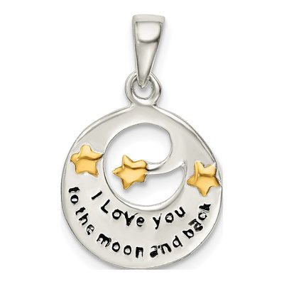Sterling Silver Gold-Flash Love You to Moon Pendant