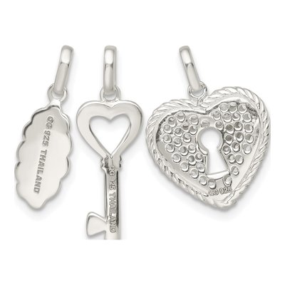 Sterling Silver Antiqued CZ 3-Piece Forever Set Pendant – view 5