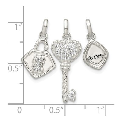 Sterling Silver Antiqued CZ LIVE Set Pendant – view 4