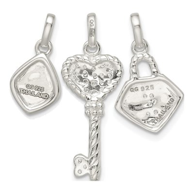 Sterling Silver Antiqued CZ LIVE Set Pendant – view 5