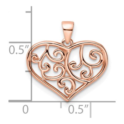 Rose Gold-Plated Sterling Silver Filigree Heart Pendant – view 4