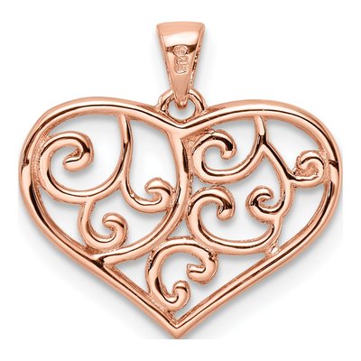 Rose Gold-Plated Sterling Silver Filigree Heart Pendant – view 5