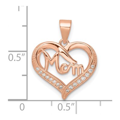 Rose Gold-Plated Sterling Silver CZ Mom Heart Pendant – view 4
