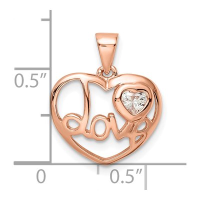 Rose Gold-Plated Sterling Silver CZ Heart Pendant – view 4