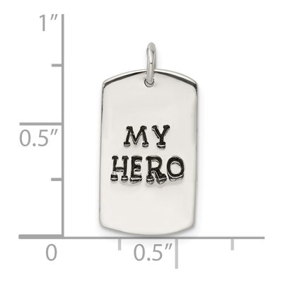 Sterling Silver 'my Hero' Dog Tag Pendant – view 4