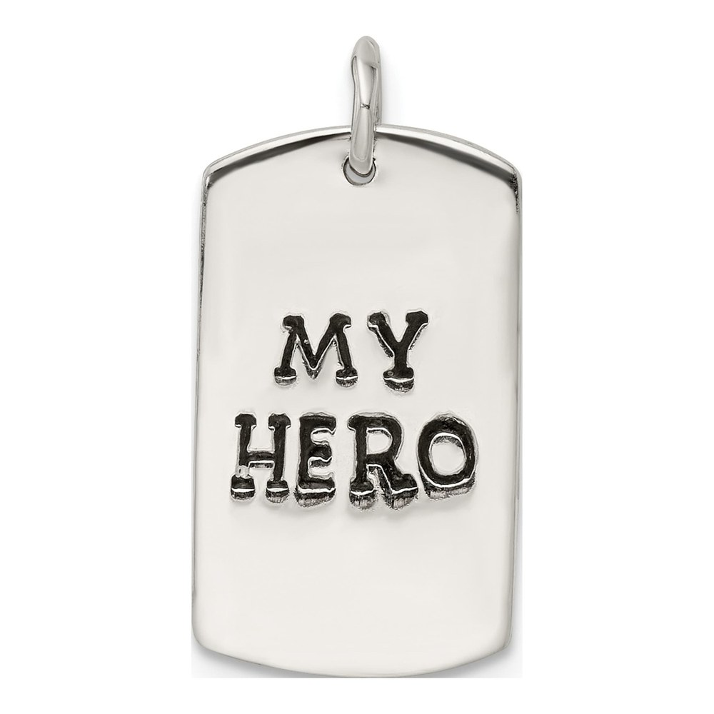 Sterling Silver 'my Hero' Dog Tag Pendant