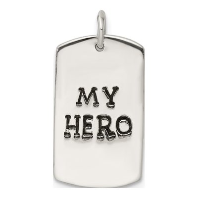 Sterling Silver 'my Hero' Dog Tag Pendant