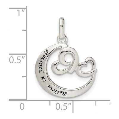 Sterling Silver Heart 'believe Yourself' Pendant – view 4