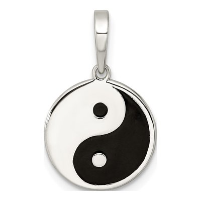 Sterling Silver Enameled Yin Yang Pendant