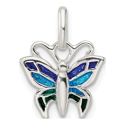 Sterling Silver Enameled Butterfly Pendant