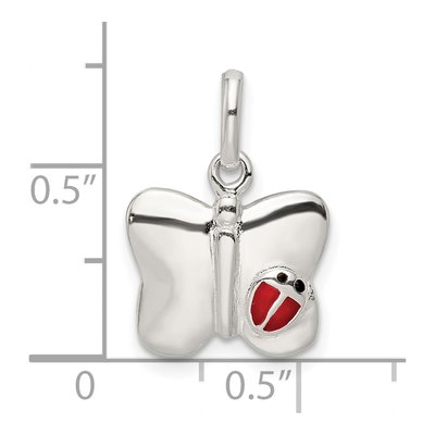 Sterling Silver Enameled Butterfly Ladybug Pendant – view 4
