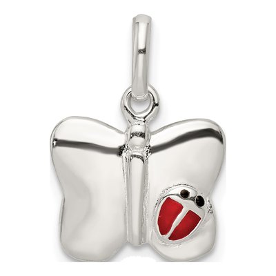 Sterling Silver Enameled Butterfly Ladybug Pendant