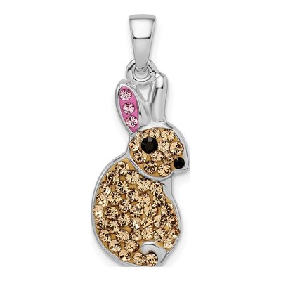 Sterling Silver Crystal Rabbit Pendant