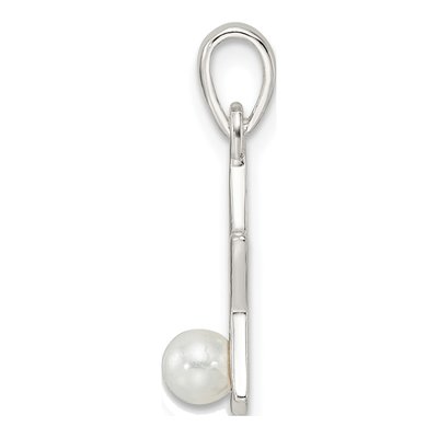 Sterling Silver Simulated Pearl Star Pendant – view 3