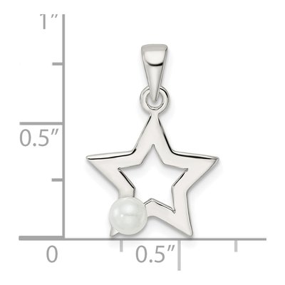 Sterling Silver Simulated Pearl Star Pendant – view 4