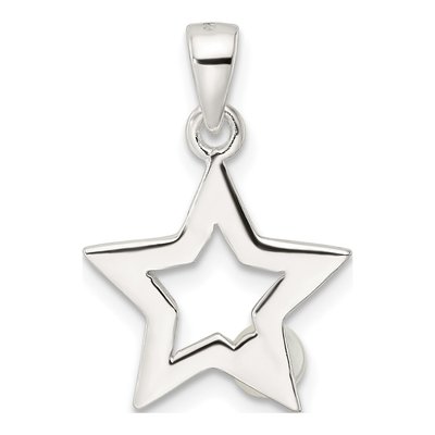 Sterling Silver Simulated Pearl Star Pendant – view 5