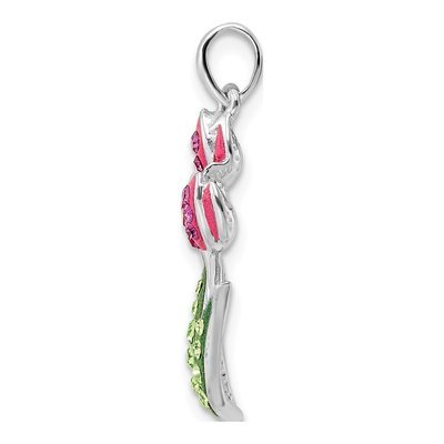 Sterling Silver Crystal Tulips Pendant – view 3