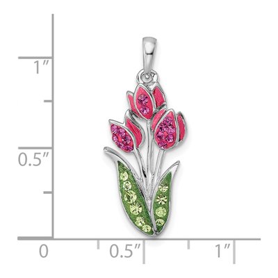 Sterling Silver Crystal Tulips Pendant – view 4