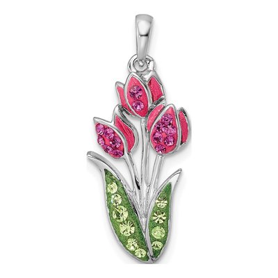 Sterling Silver Crystal Tulips Pendant