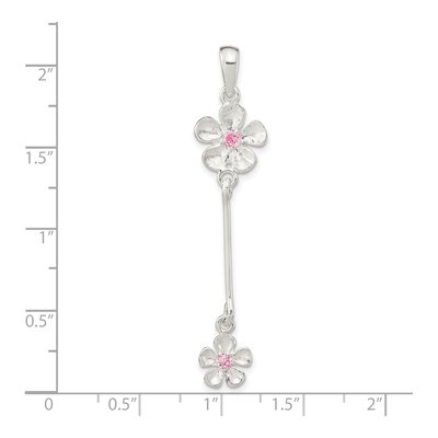Sterling Silver CZ Flower Dangle Pendant – view 3