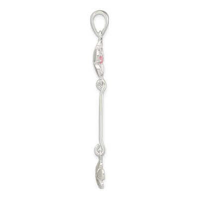 Sterling Silver CZ Flower Dangle Pendant – view 4